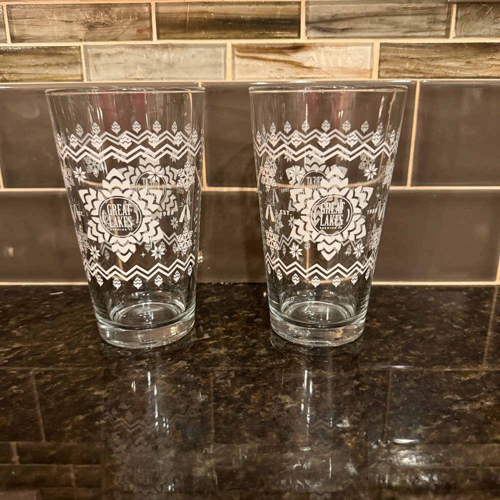 Great Lakes Brewing Co Winter Snowflake Pint Glasses — Set of 2